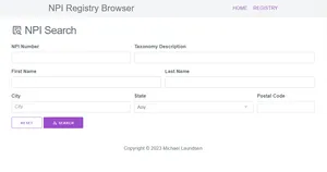 Simple application to search the NPI registry